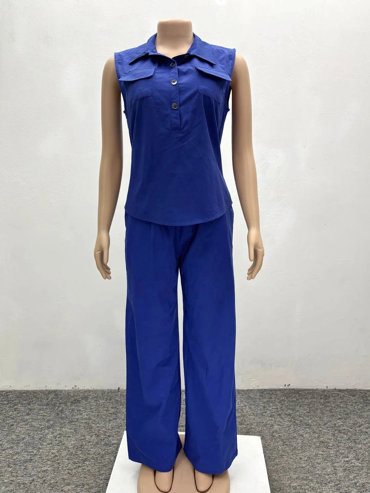 Women Two Piece Sets Pant Set Matching Sets Sleeveless Single Breasted Tops Vests Wide Leg Long Pants Casual Loose 2025 Y2k
