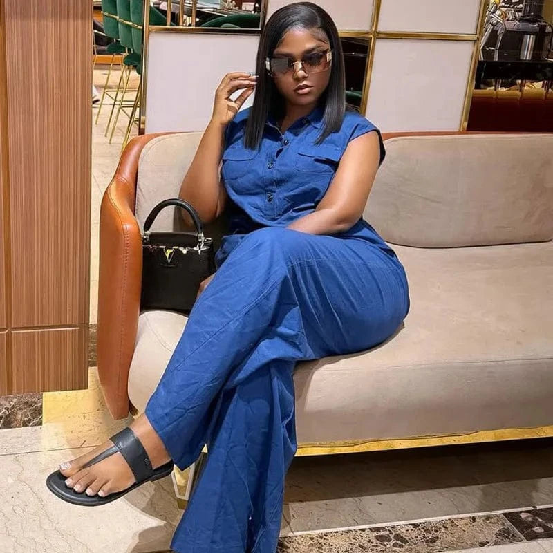 Women Two Piece Sets Pant Set Matching Sets Sleeveless Single Breasted Tops Vests Wide Leg Long Pants Casual Loose 2025 Y2k