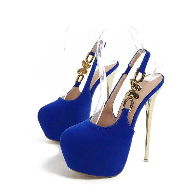 Women US10/EU42 / Blue Escarpin Pour Femme Height Creasing Thick Sole Spiked Stiletto Platform High Heels for Women