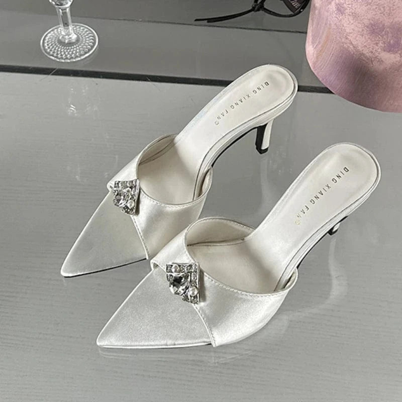 Women US4.5/EU35 / White 2024 Chaussure Talon Slipper Trendy Sexy Elegant Fashion  New  Heels for Women