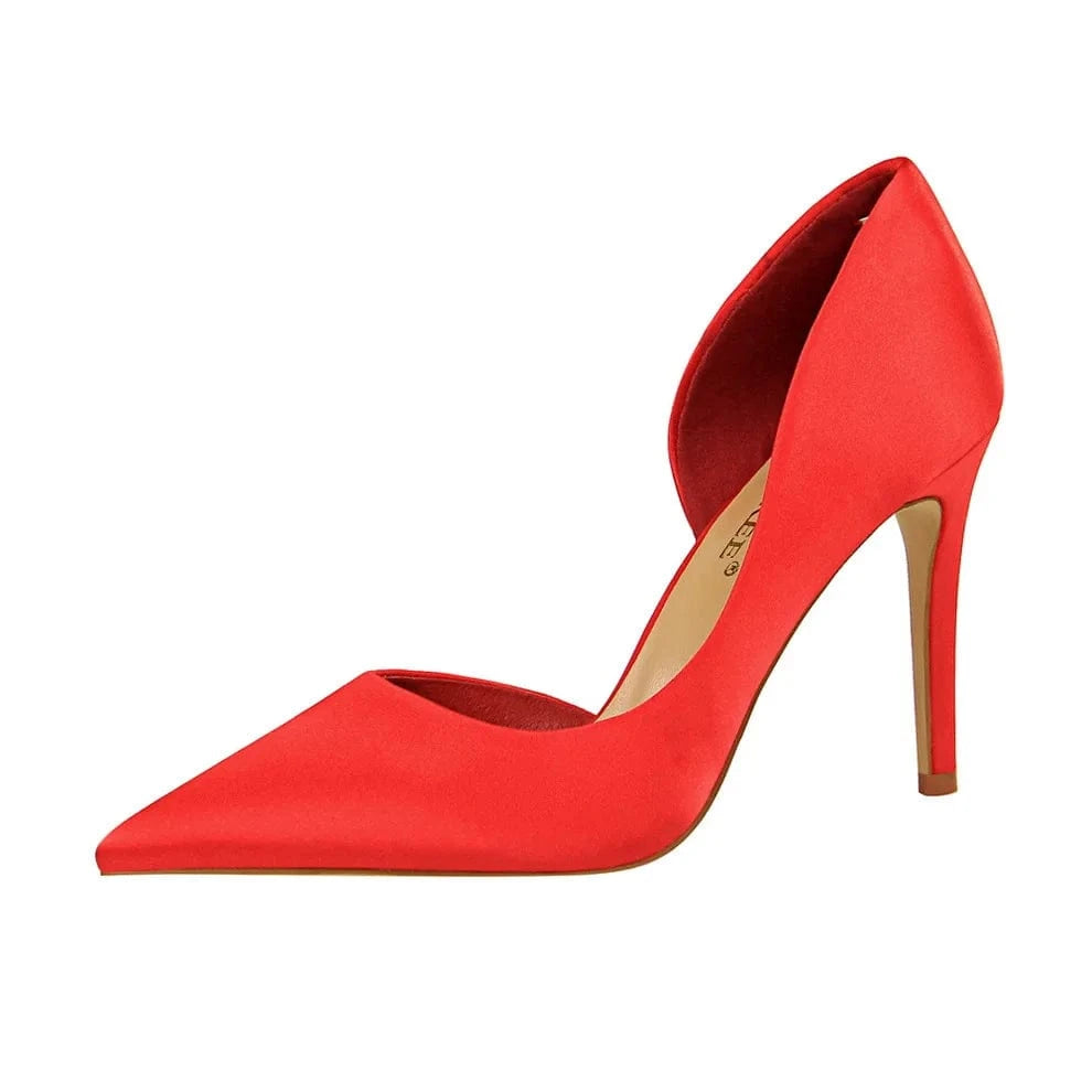 Women US4/EU34 / Red Silk Fashion Wholesale Pointed Pumps Stiletto High Women Royal Blue Heels