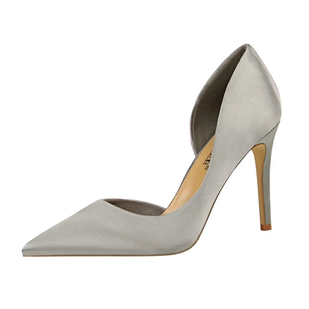 Women US4/EU34 / silver Silk Fashion Wholesale Pointed Pumps Stiletto High Women Royal Blue Heels