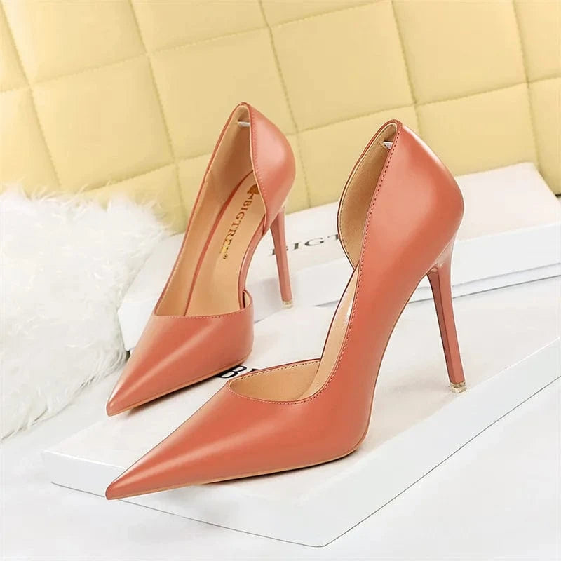 Women US4/Eur34 / Nude Talon Tacones Zapatos Ayakkab Fashion Shoes Stiletto Pumps Patent Leather Hollow Women High Heels