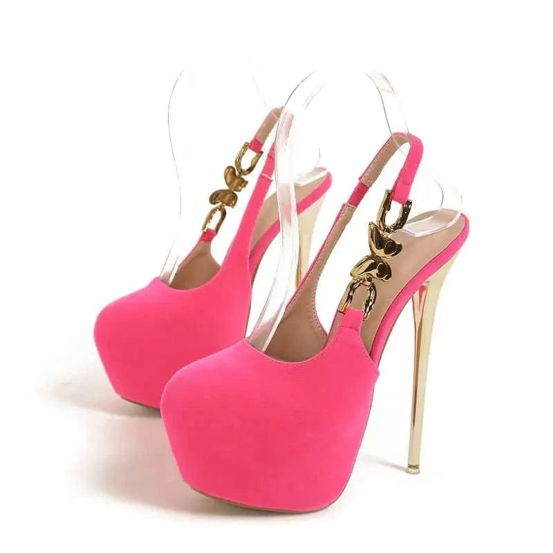 Women US7/EU38 / Rosy Escarpin Pour Femme Height Creasing Thick Sole Spiked Stiletto Platform High Heels for Women