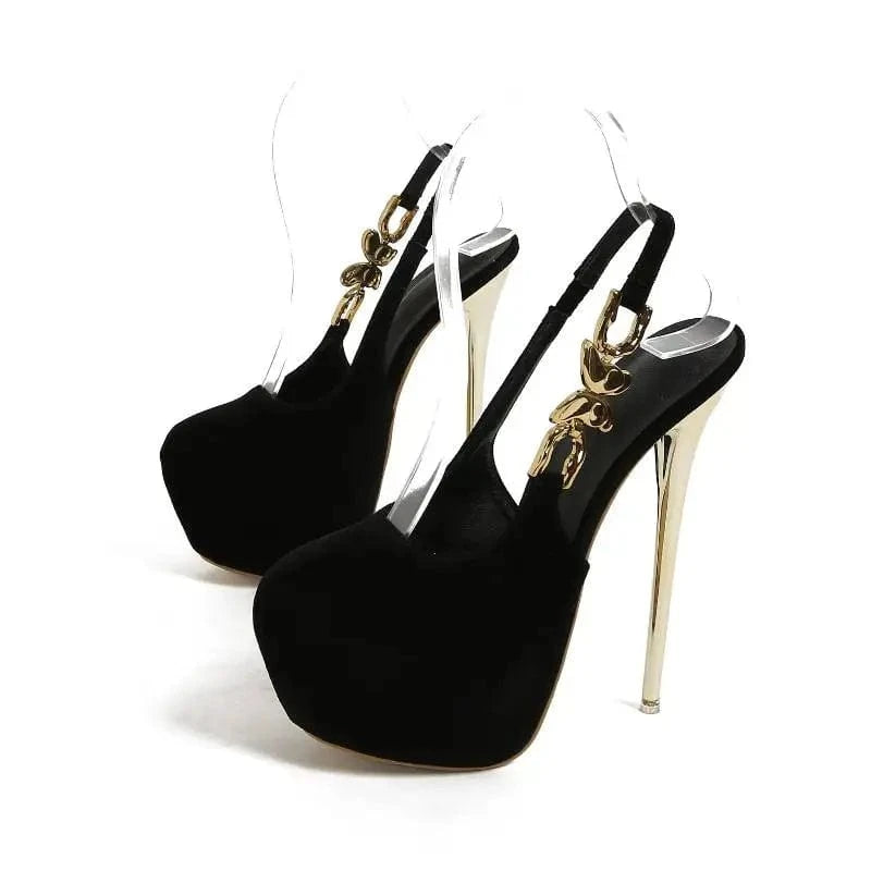 Women US8/EU40 / Black Escarpin Pour Femme Height Creasing Thick Sole Spiked Stiletto Platform High Heels for Women