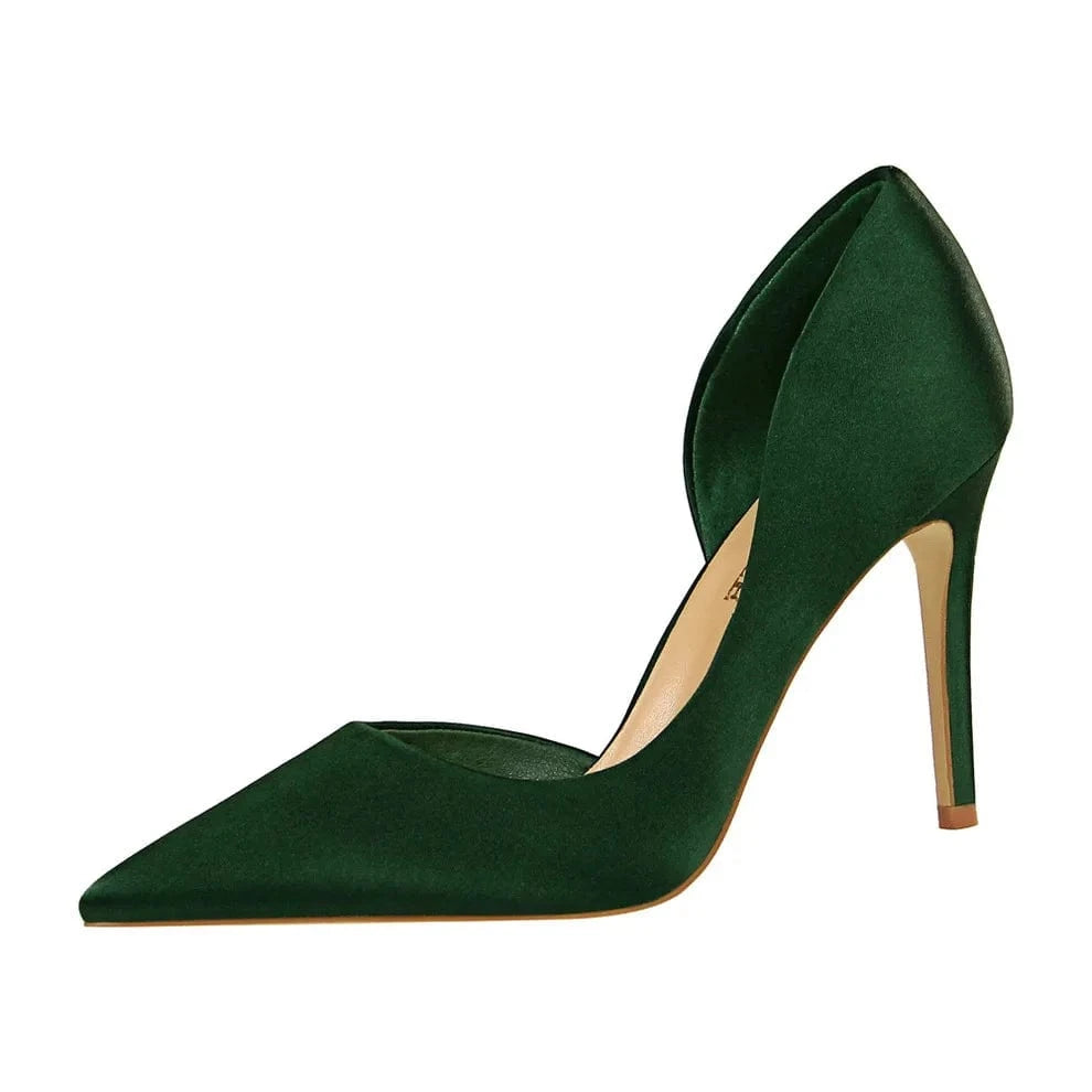 Women US8/EU40 / Green Silk Fashion Wholesale Pointed Pumps Stiletto High Women Royal Blue Heels