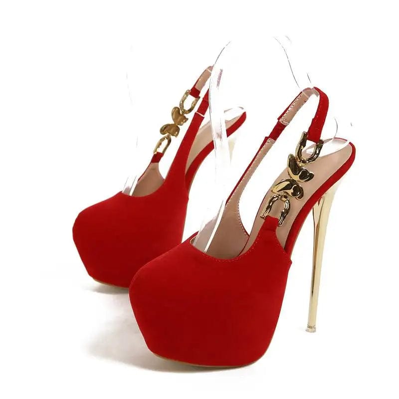 Women US8/EU40 / Red Escarpin Pour Femme Height Creasing Thick Sole Spiked Stiletto Platform High Heels for Women