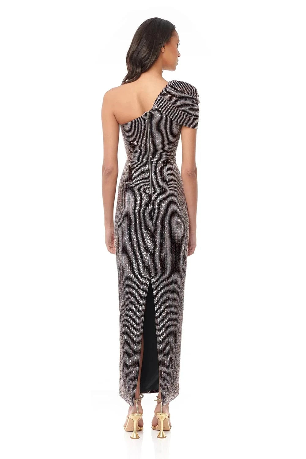 Women Vestidos Black One Shoulder Elegant Stripe Sequin Dresses Prom Party Dinner Evening dresses.