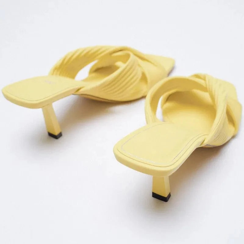 Women Wrapped Strappy Casual Square Peep Toe High Heels Sandals Ladies Casual Dress Shoes