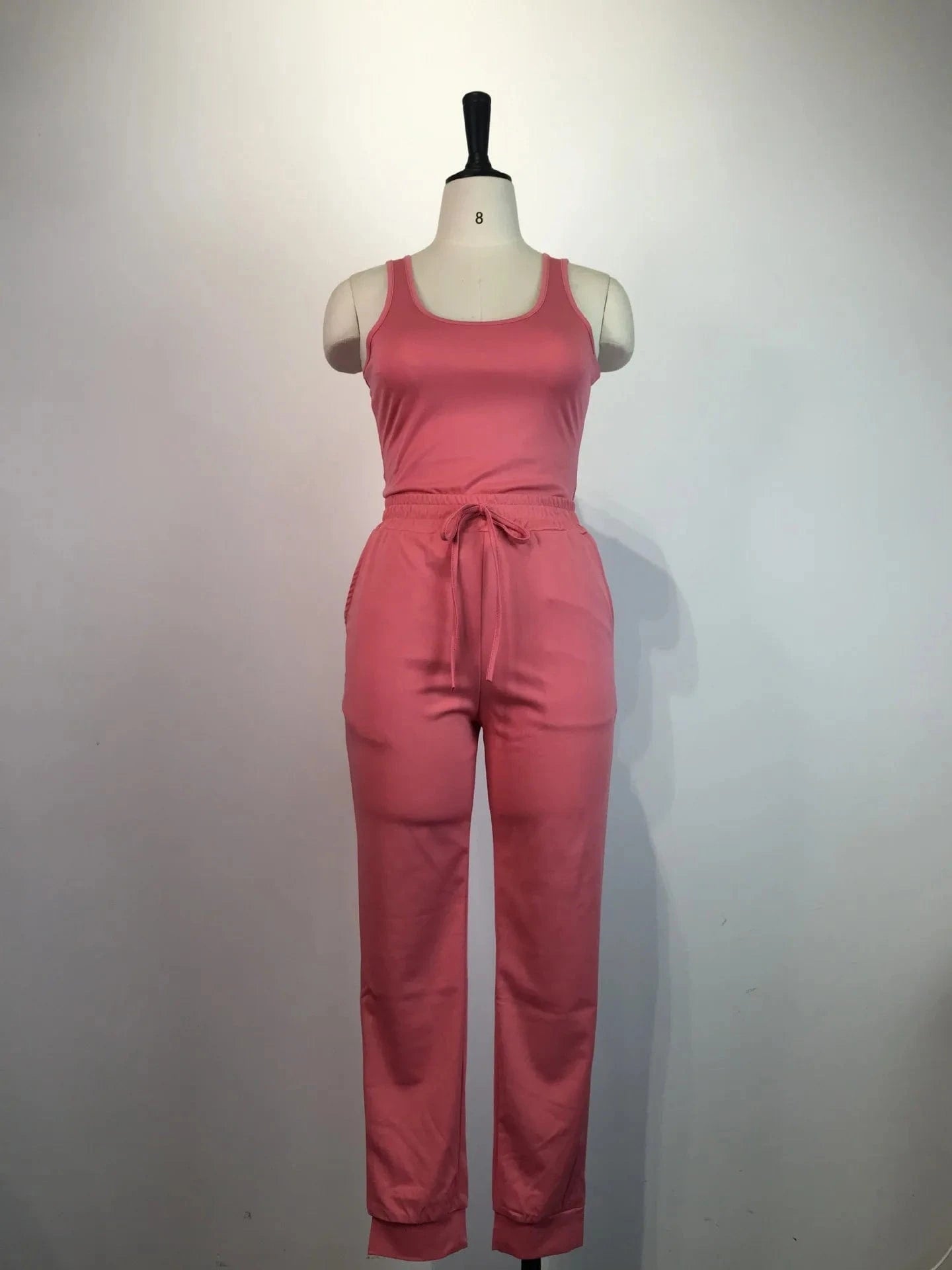 Womens 2 Piece Terry Jogger Set Tank Top Two Piece Sweat Pants Summer Cotton Jogger Sets Women Plain