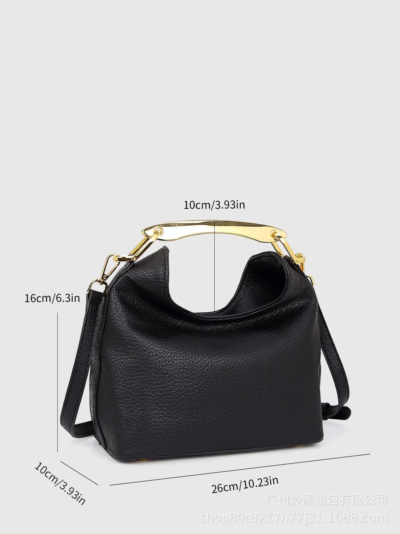 Women's Bag Lychee Pattern Metal Handle Shoulder Bag Evening Clutch Bag Fashion Half - moon Crossbody Bag - SN Wigs & More