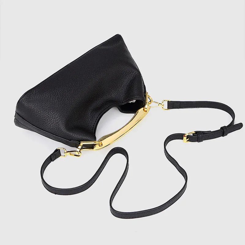 Women's Bag Lychee Pattern Metal Handle Shoulder Bag Evening Clutch Bag Fashion Half - moon Crossbody Bag - SN Wigs & More