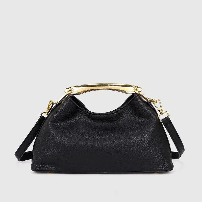 Women's Bag Lychee Pattern Metal Handle Shoulder Bag Evening Clutch Bag Fashion Half - moon Crossbody Bag - SN Wigs & More