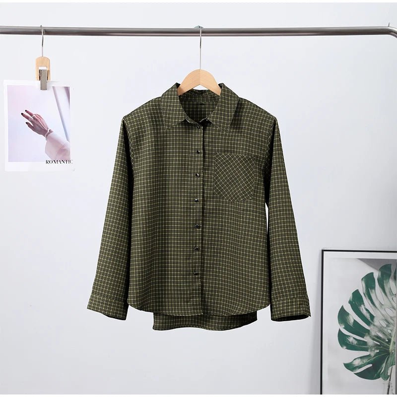 Women's Blazer + One - Button Closure, Pockets, Long Sleeves + Plaid Winter Office Style - SN Wigs & More