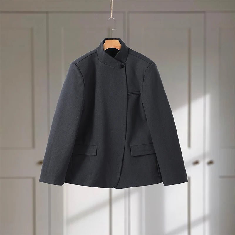 Women's Blazer + One - Button Closure, Pockets, Long Sleeves + Plaid Winter Office Style - SN Wigs & More