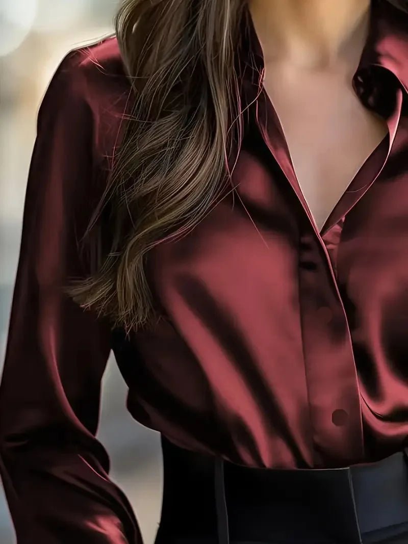 Women's Cardigan Top Lapel Collar Button Front Blended Fabric Slight Stretch Elegant Office Wear - SN Wigs & More