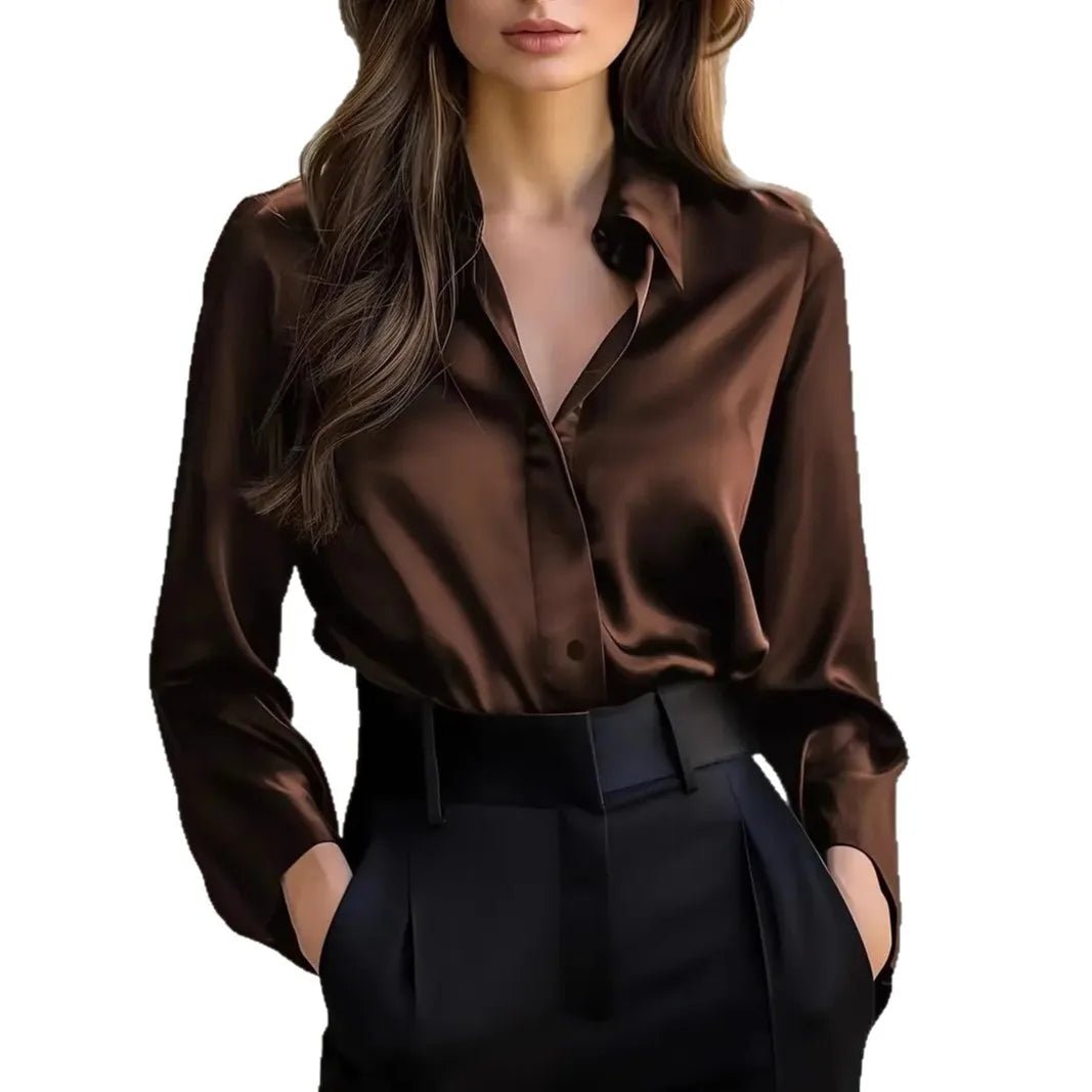 Women's Cardigan Top Lapel Collar Button Front Blended Fabric Slight Stretch Elegant Office Wear - SN Wigs & More