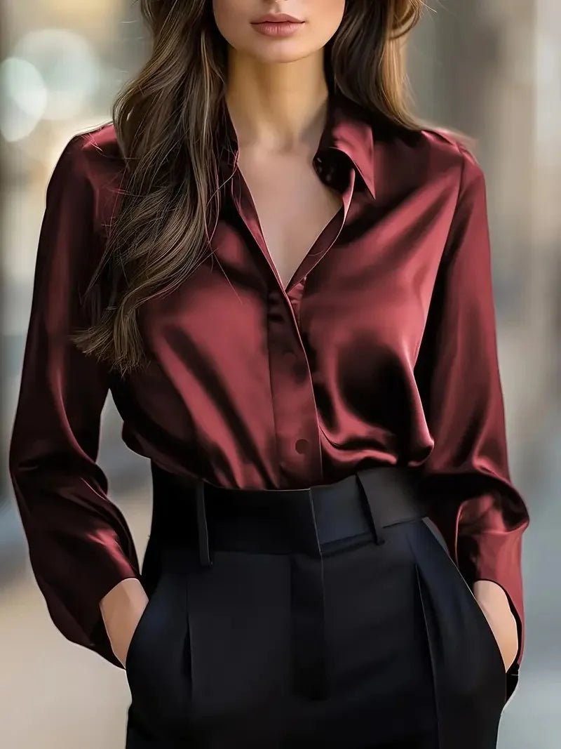 Women's Cardigan Top Lapel Collar Button Front Blended Fabric Slight Stretch Elegant Office Wear - SN Wigs & More