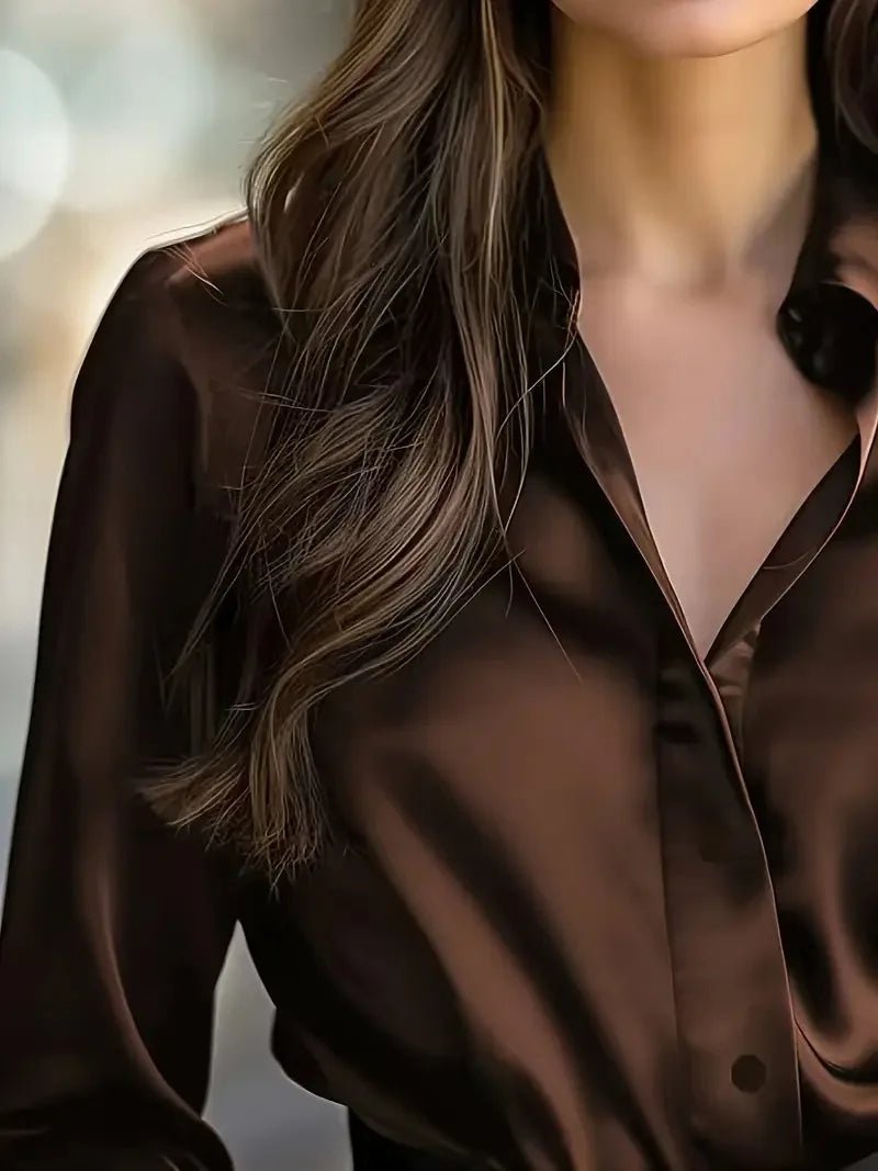 Women's Cardigan Top Lapel Collar Button Front Blended Fabric Slight Stretch Elegant Office Wear - SN Wigs & More