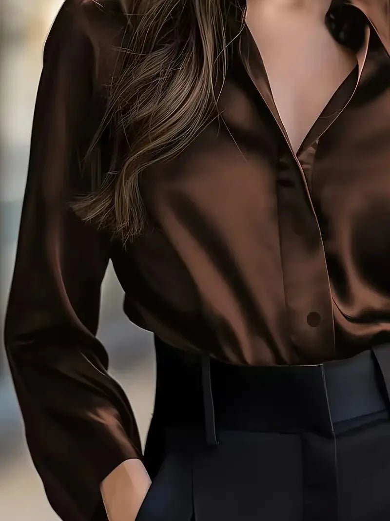 Women's Cardigan Top Lapel Collar Button Front Blended Fabric Slight Stretch Elegant Office Wear - SN Wigs & More
