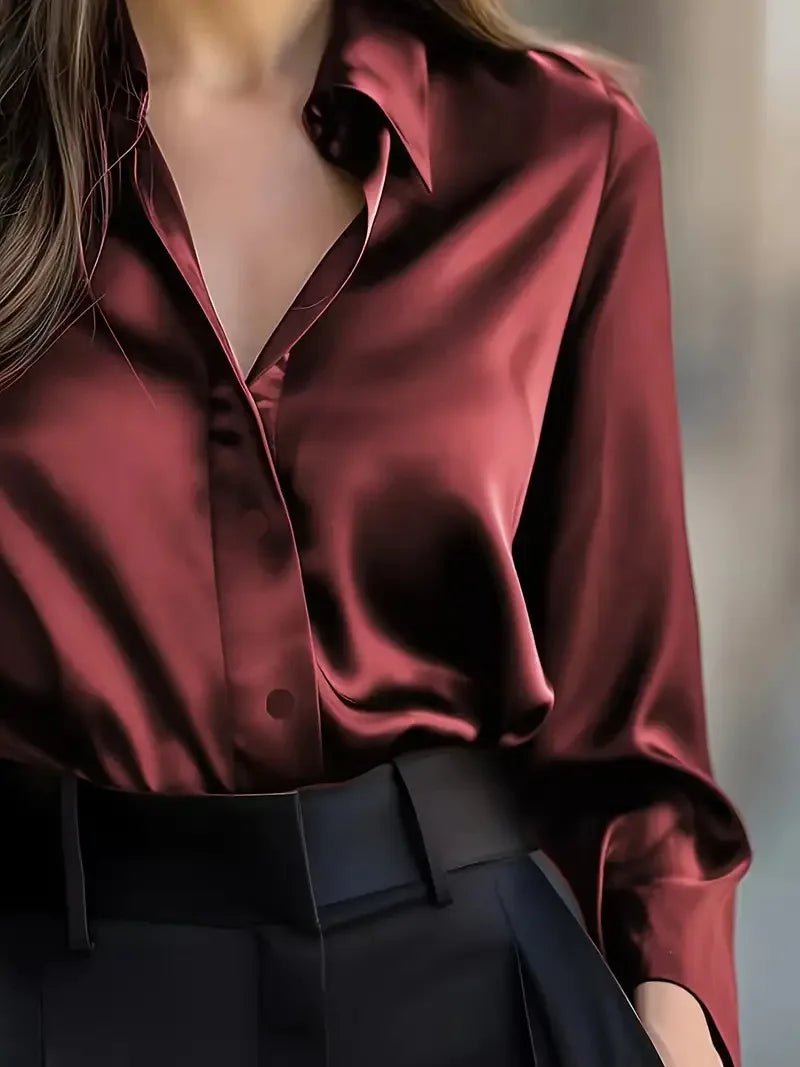 Women's Cardigan Top Lapel Collar Button Front Blended Fabric Slight Stretch Elegant Office Wear - SN Wigs & More