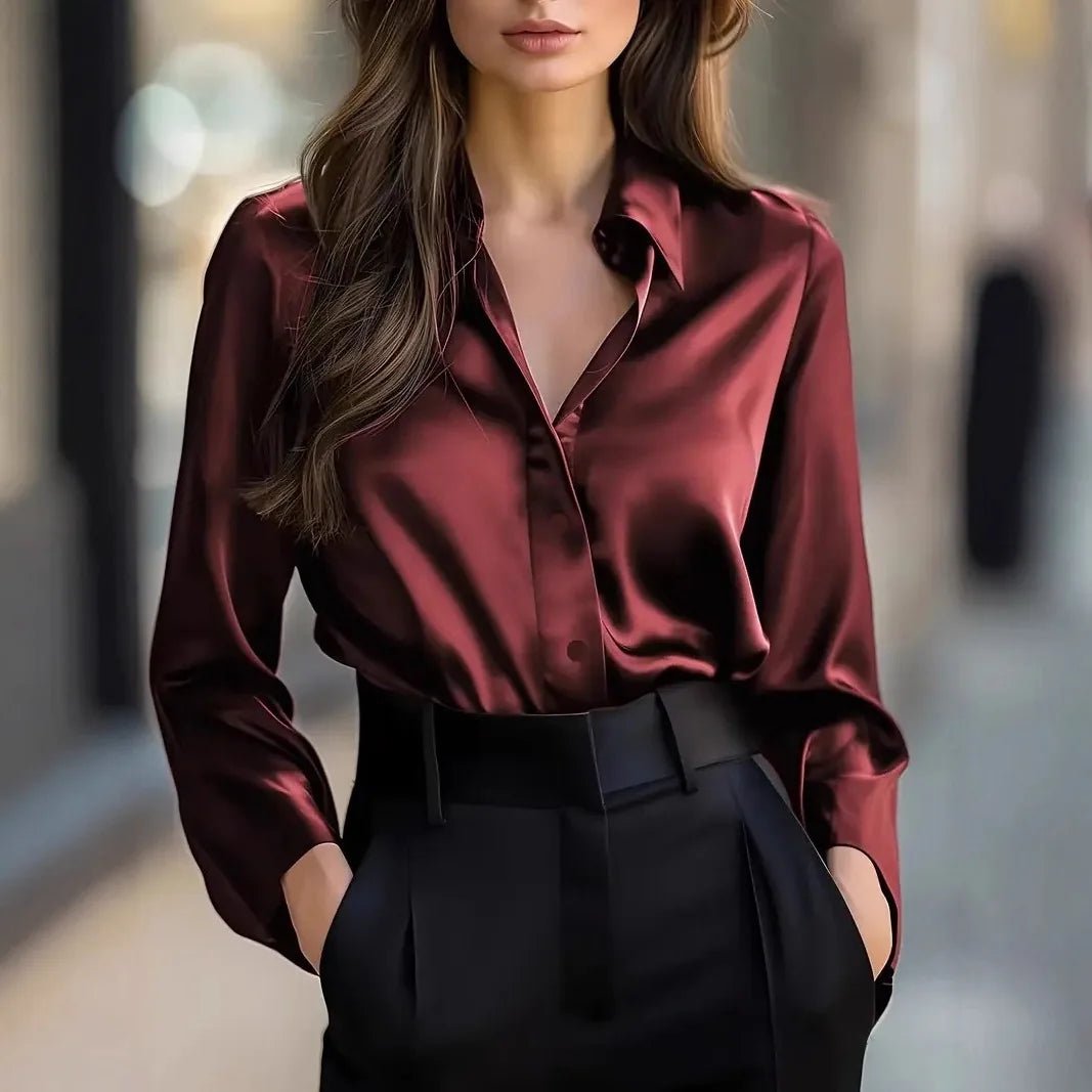 Women's Cardigan Top Lapel Collar Button Front Blended Fabric Slight Stretch Elegant Office Wear - SN Wigs & More