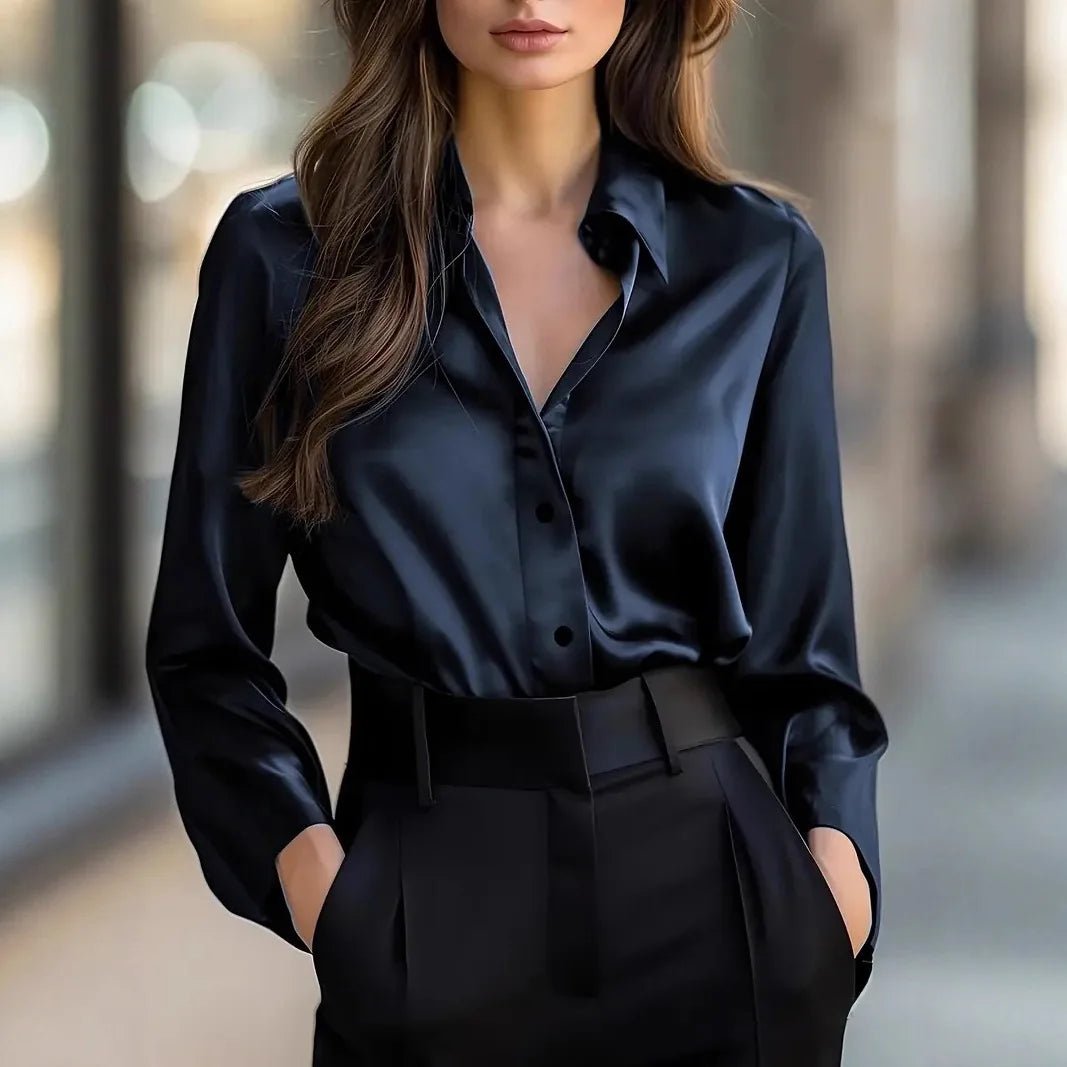 Women's Cardigan Top Lapel Collar Button Front Blended Fabric Slight Stretch Elegant Office Wear - SN Wigs & More