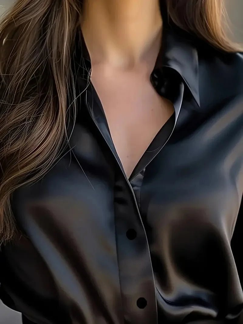Women's Cardigan Top Lapel Collar Button Front Blended Fabric Slight Stretch Elegant Office Wear - SN Wigs & More