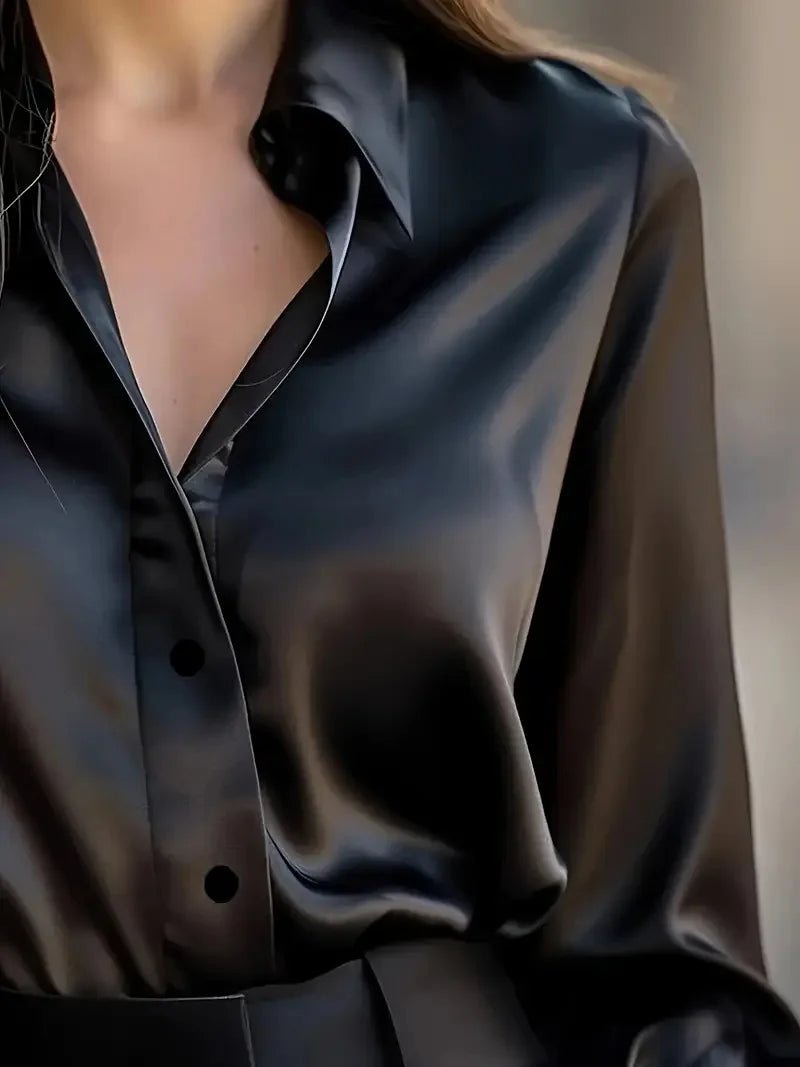 Women's Cardigan Top Lapel Collar Button Front Blended Fabric Slight Stretch Elegant Office Wear - SN Wigs & More