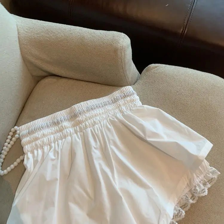 Women's Denim Shorts With Lace Splicing Detail Pockets With Belt Loops Urban Street Style - SN Wigs & More