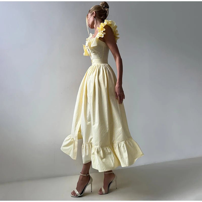 Women's Dress - V - Neck Draped Front - Ankle - Length Chiffon Summer Party Look For Every Celebration - SN Wigs & More
