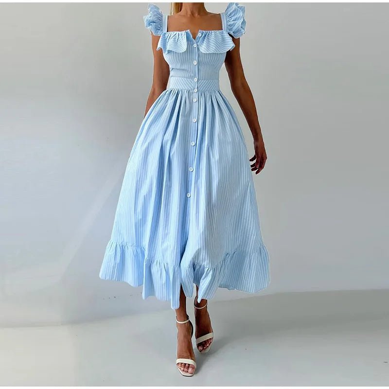 Women's Dress - V - Neck Draped Front - Ankle - Length Chiffon Summer Party Look For Every Celebration - SN Wigs & More