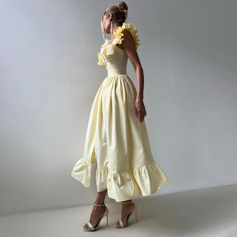 Women's Dress - V - Neck Draped Front - Ankle - Length Chiffon Summer Party Look For Every Celebration - SN Wigs & More
