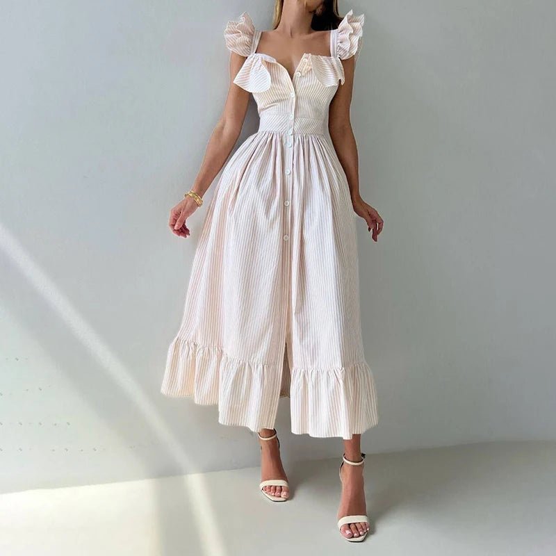 Women's Dress - V - Neck Draped Front - Ankle - Length Chiffon Summer Party Look For Every Celebration - SN Wigs & More