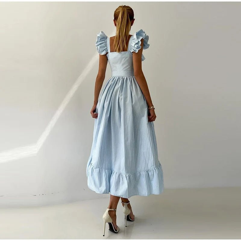 Women's Dress - V - Neck Draped Front - Ankle - Length Chiffon Summer Party Look For Every Celebration - SN Wigs & More