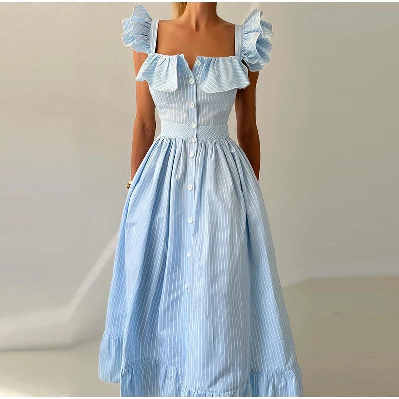Women's Dress - V - Neck Draped Front - Ankle - Length Chiffon Summer Party Look For Every Celebration - SN Wigs & More