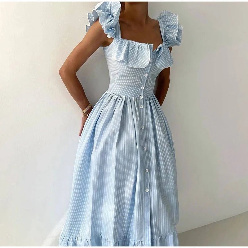 Women's Dress - V - Neck Draped Front - Ankle - Length Chiffon Summer Party Look For Every Celebration - SN Wigs & More