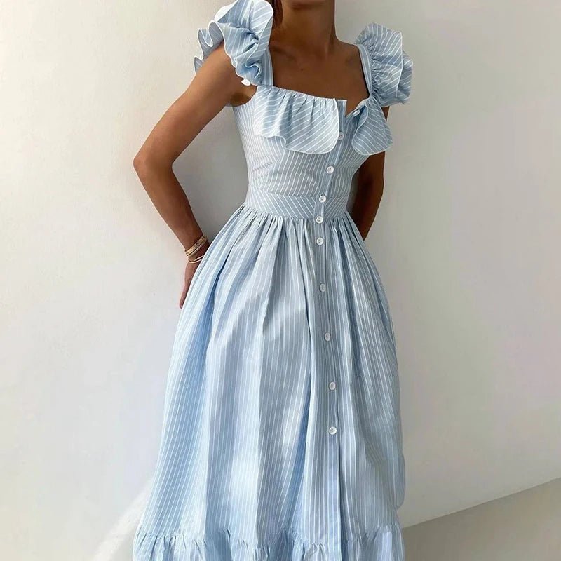 Women's Dress - V - Neck Draped Front - Ankle - Length Chiffon Summer Party Look For Every Celebration - SN Wigs & More
