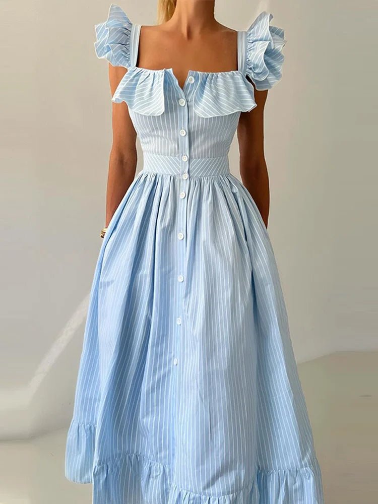 Women's Dress - V - Neck Draped Front - Ankle - Length Chiffon Summer Party Look For Every Celebration - SN Wigs & More