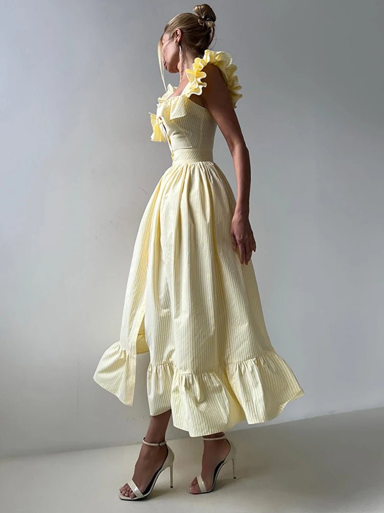 Women's Dress - V - Neck Draped Front - Ankle - Length Chiffon Summer Party Look For Every Celebration - SN Wigs & More