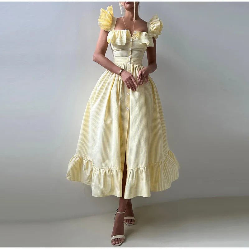 Women's Dress - V - Neck Draped Front - Ankle - Length Chiffon Summer Party Look For Every Celebration - SN Wigs & More