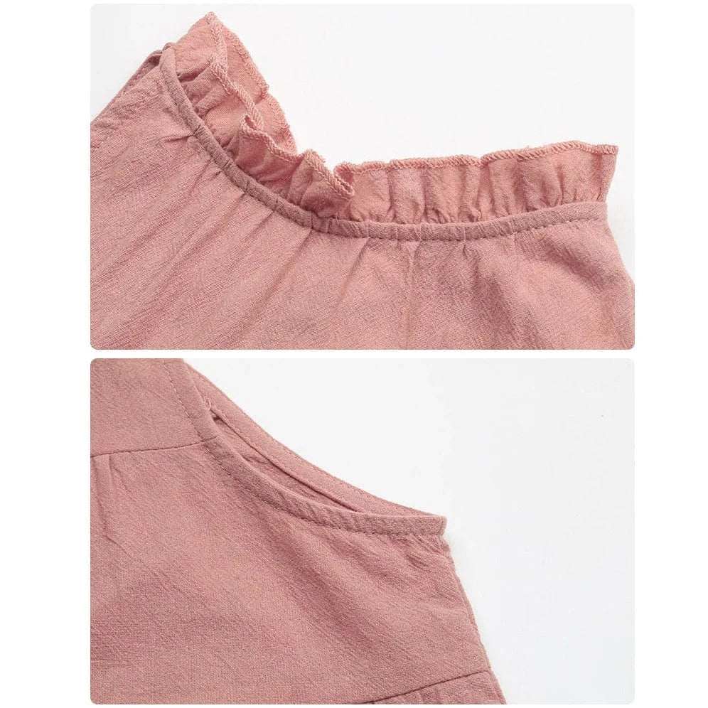 Womens Dresses 2024 wholesale solid color cotton linen lace up loose ruffle women dresses casual summer