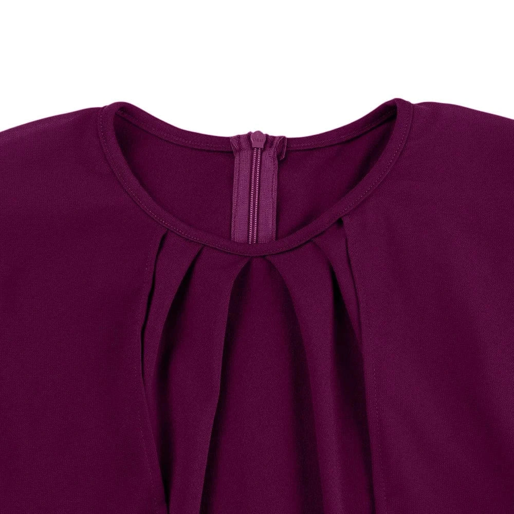 Womens Elegant Solid Ruffle Chiffon Cloak Sleeve Bodycon Knee Length Dress Ladies Evening Banquet Party Cocktail Ball Gown S-2XL