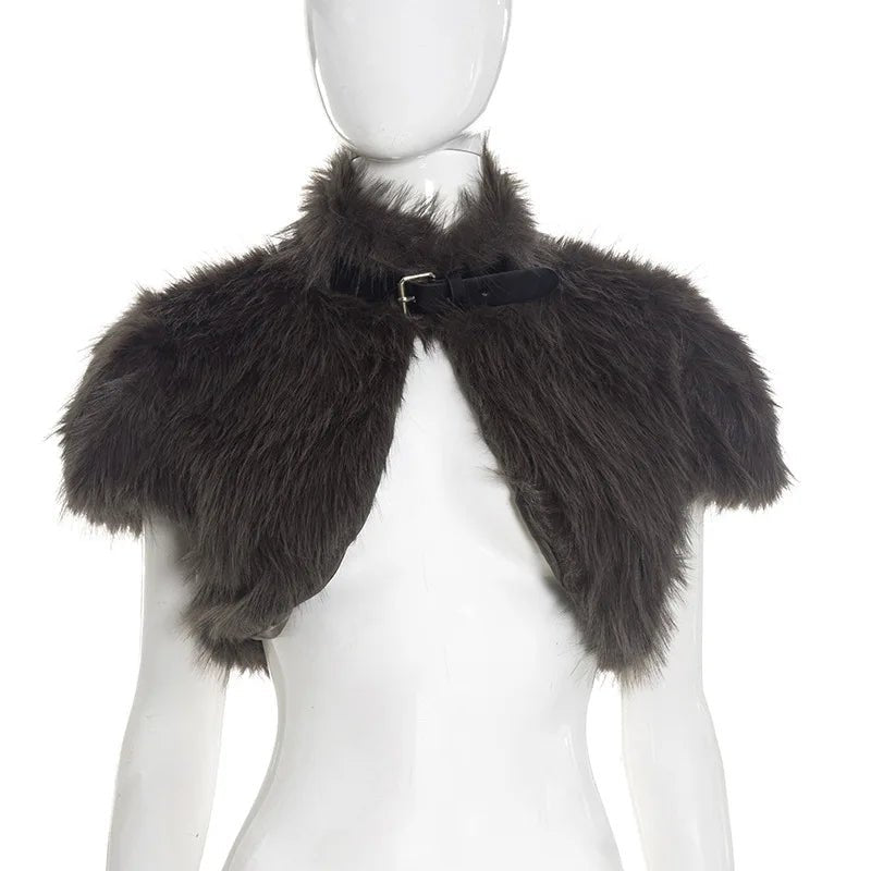 Women’s Faux Fur Cropped Jacket Fluffy Texture Streetwear Winter Outerwear Cozy Chic - SN Wigs & More