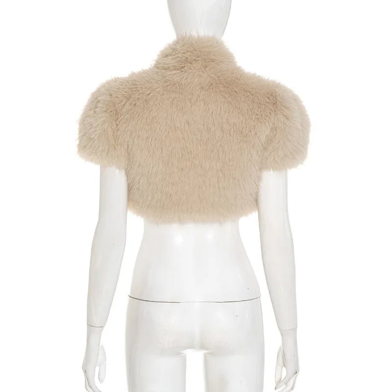 Women’s Faux Fur Cropped Jacket Fluffy Texture Streetwear Winter Outerwear Cozy Chic - SN Wigs & More