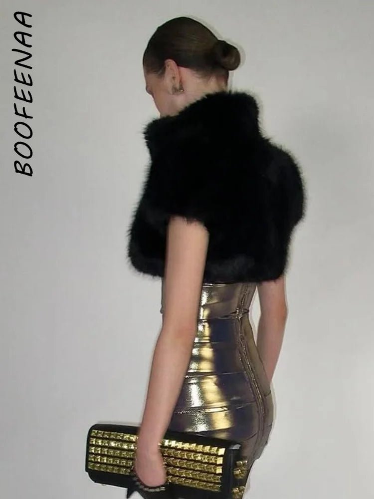 Women’s Faux Fur Cropped Jacket Fluffy Texture Streetwear Winter Outerwear Cozy Chic - SN Wigs & More