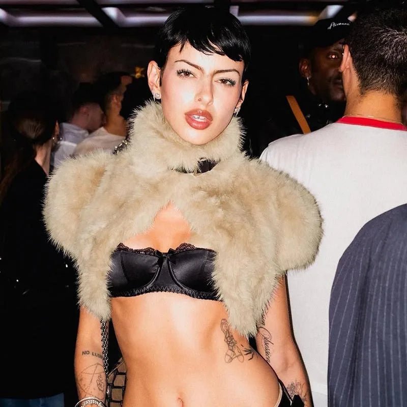 Women’s Faux Fur Cropped Jacket Fluffy Texture Streetwear Winter Outerwear Cozy Chic - SN Wigs & More