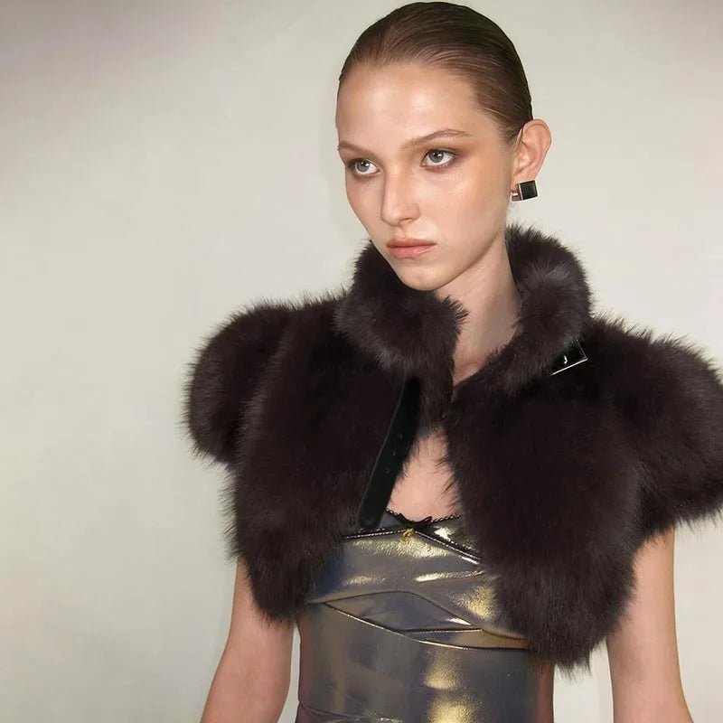 Women’s Faux Fur Cropped Jacket Fluffy Texture Streetwear Winter Outerwear Cozy Chic - SN Wigs & More