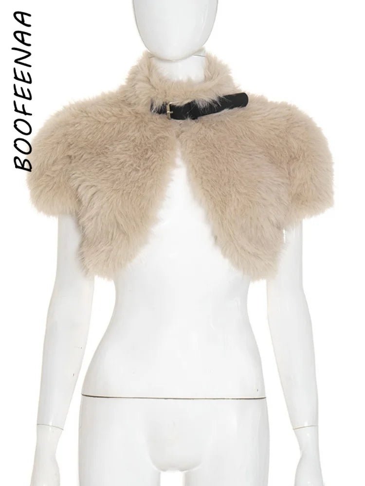 Women’s Faux Fur Cropped Jacket Fluffy Texture Streetwear Winter Outerwear Cozy Chic - SN Wigs & More
