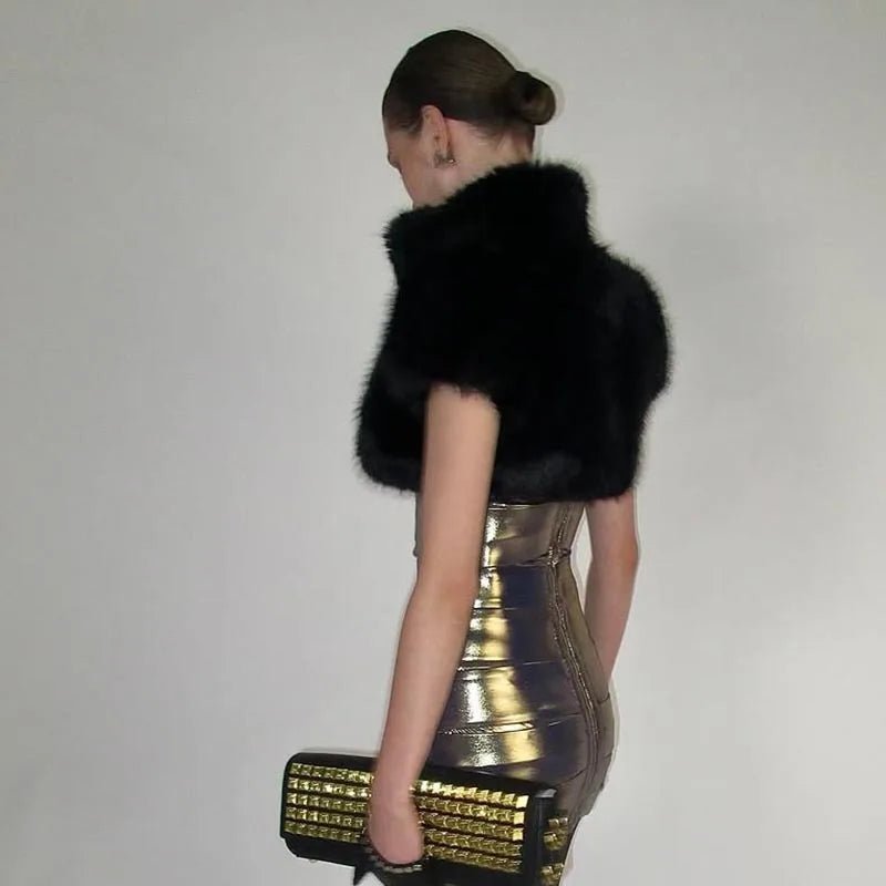 Women’s Faux Fur Cropped Jacket Fluffy Texture Streetwear Winter Outerwear Cozy Chic - SN Wigs & More